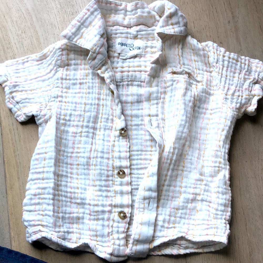 Poppet & Fox boys white 100% cotton button down shirt Siz 3T